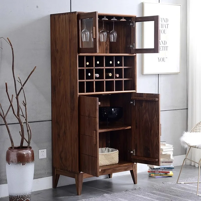 cello North American black walnut wine cabinet display living room art wood designer