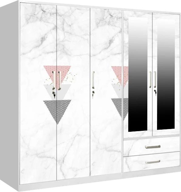 Metal Wardrobe with Drawers and Hanger 5 Doors Lockable Steel Customized for Home Storage Bedroom Furniture Storage & Closet