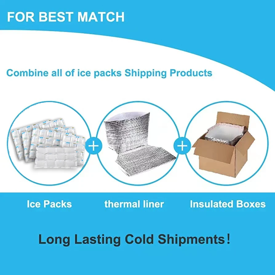 Reusable Flexible Water Immerse Soak Ice Pack for Transporting Fresh Food Slim Thin Dry Ice Gel Pack