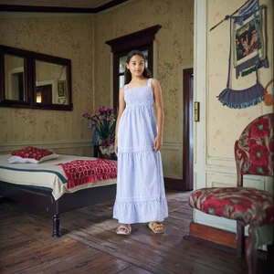 12 Years Kids Summer Stripe Sleeveless Smocking Dress Maxi Dress Girls Long Dresses OEM & ODM