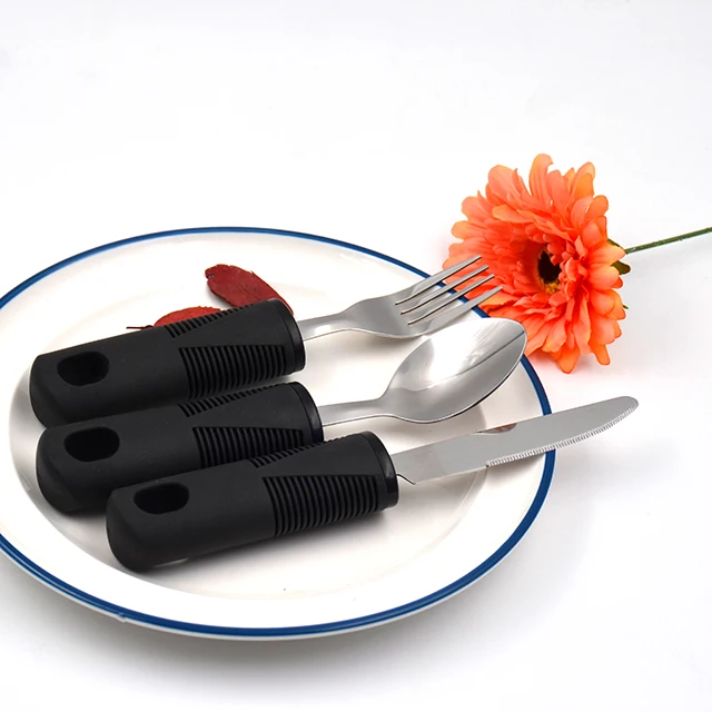Adaptive Utensil Set Arthritis Aid Silverware for Parkinsons Hand Tremors - Easy Grip for Shaking and Trembling Hands