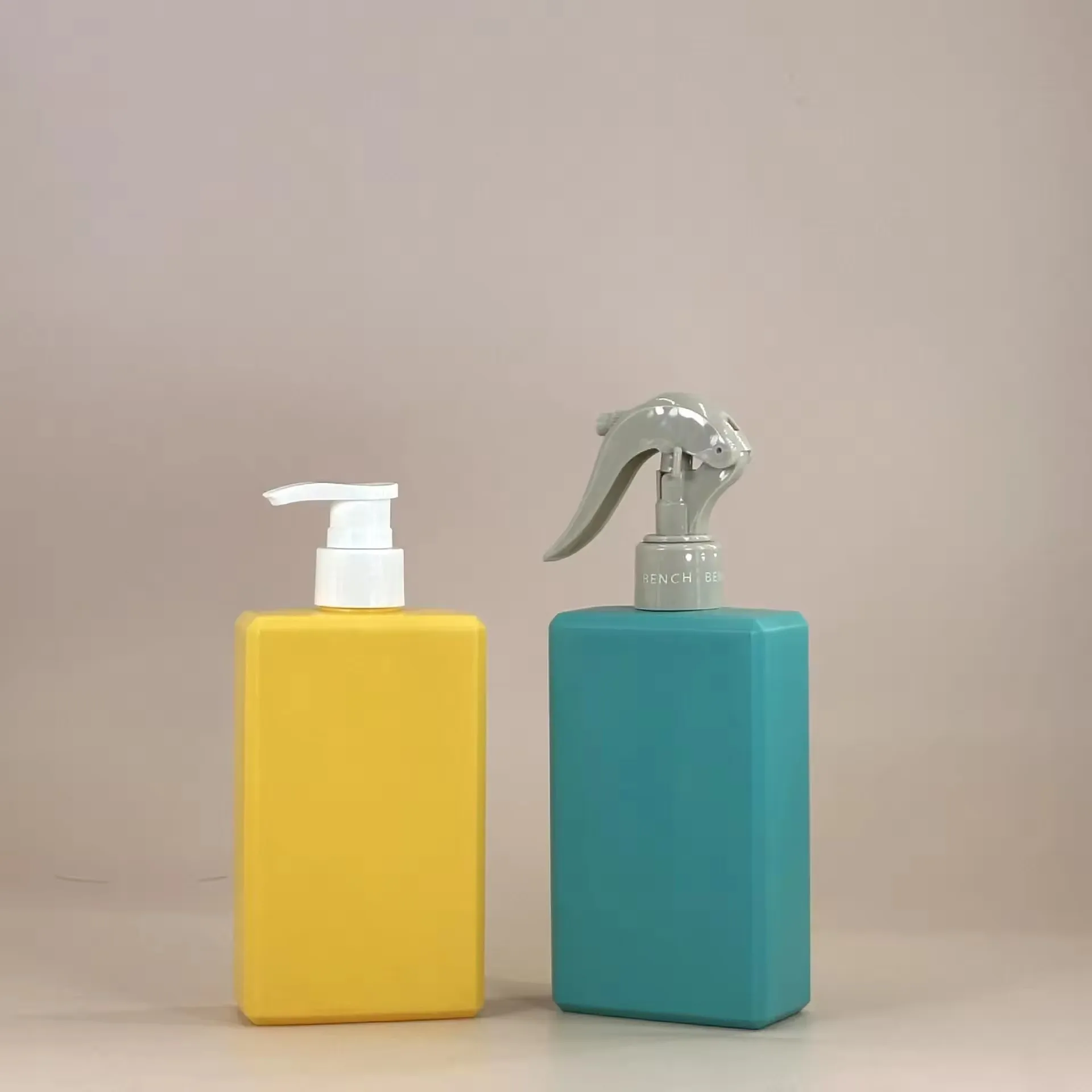 High Quality 250ml 300ml HDPE Soft Touch Empty Square Skincare Packaging Plastic Shampoo Body Wash Shower Gel Lotion Bottles