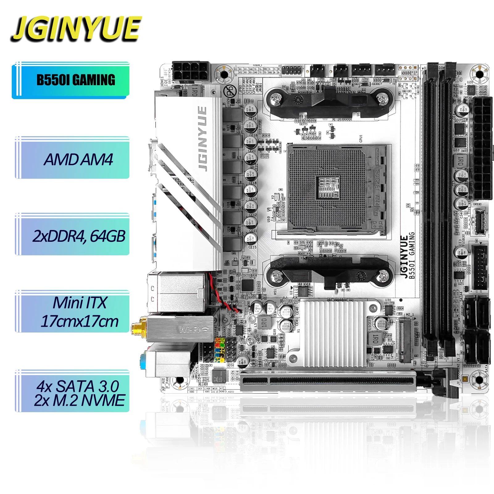 JGINYUE AMD B550i GAMING Motherboard - Mini ITX for Ryzen