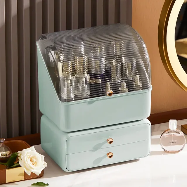 Large Capacity Desktop Dresser Storage Rack for Cosmetics Dust Proof Case Open for Skin Care Products Lipstick Facial Mask