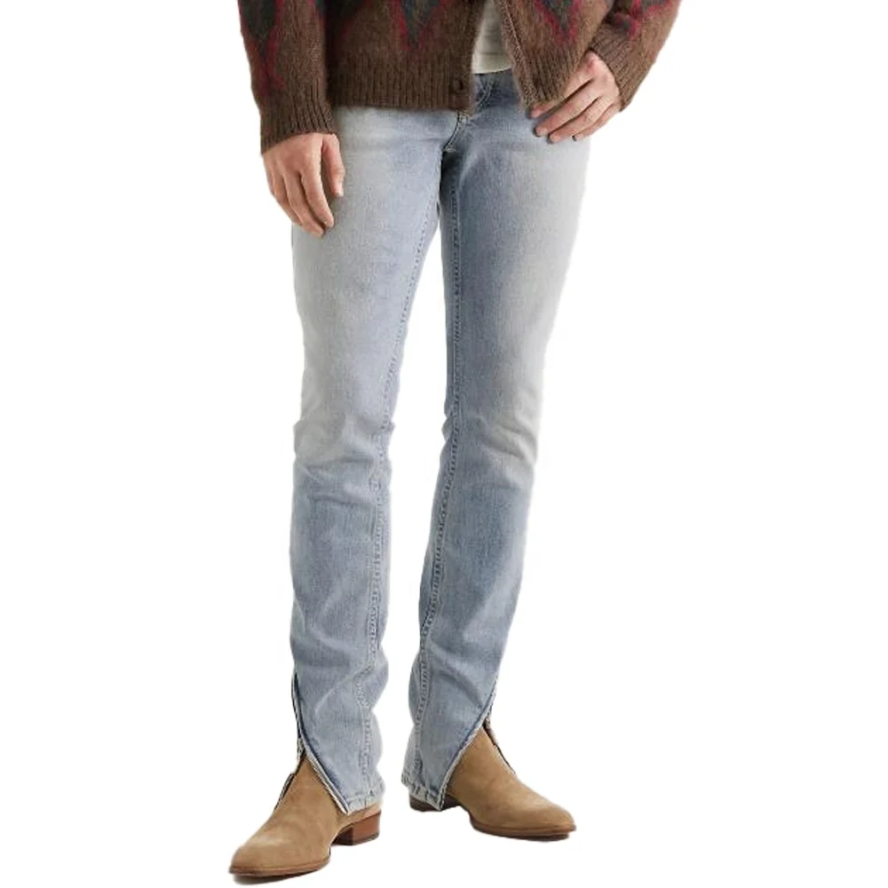 Open Zipper Ankle Slim Fit Jeans 