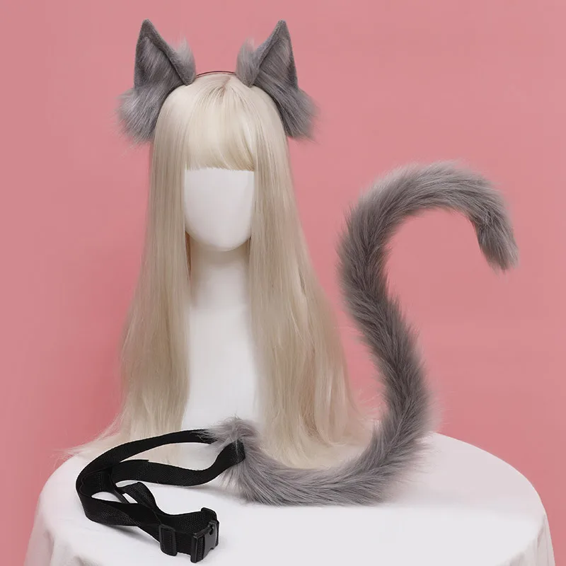 Kawaii Peluche Rosa Orecchie Di Gatto Fascia Realistica - Foto 2