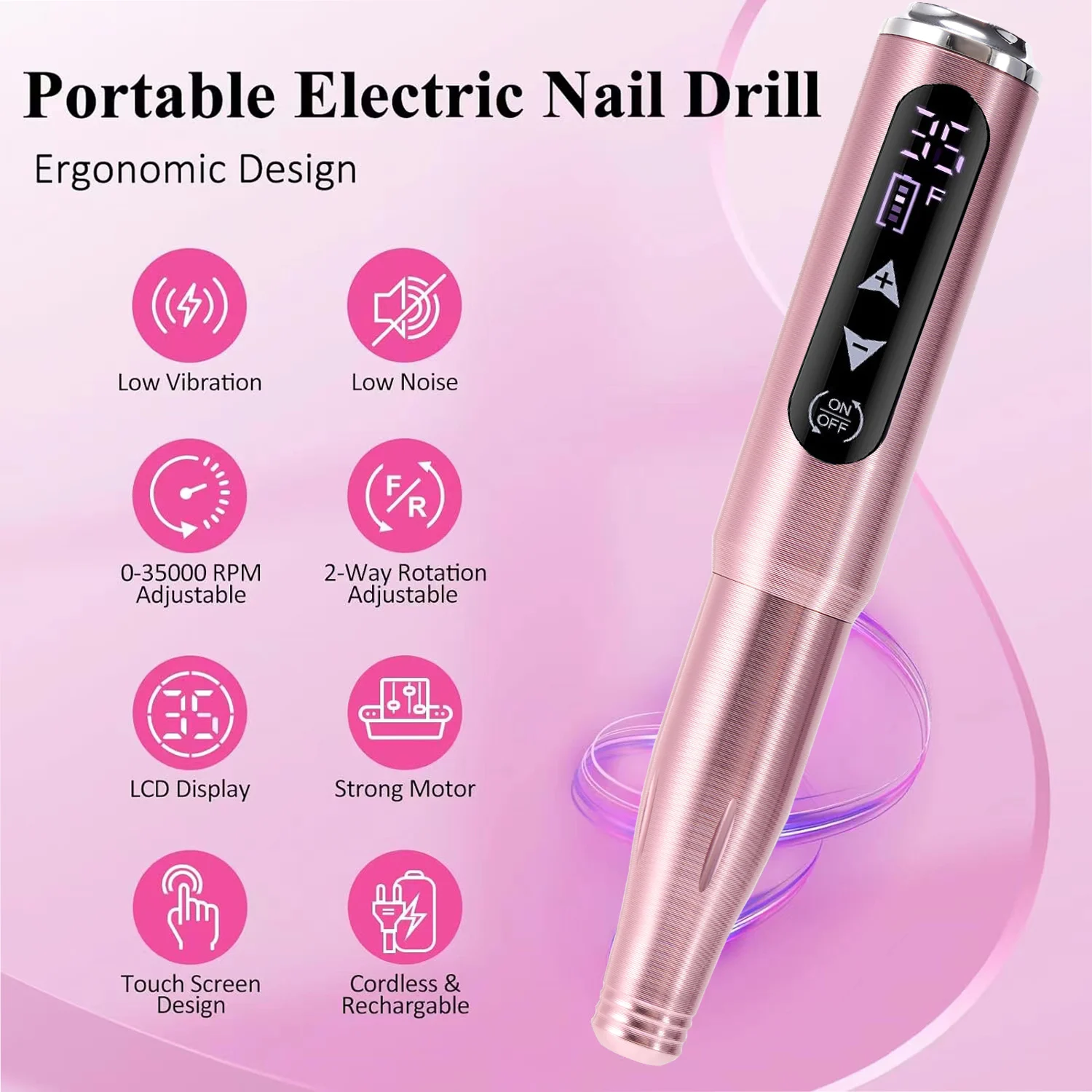 2024 New Touch Screen Electric Portable Household Handheld Nail Polishing Pen 35000 RPM Nail Drill Pen
