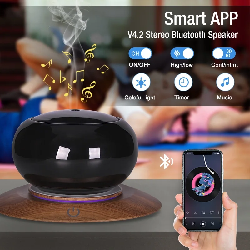 Home Humidifier 300ml Ceramic Wireless Smart Speaker App Control Aroma Essential Oil Diffuser Original Factory