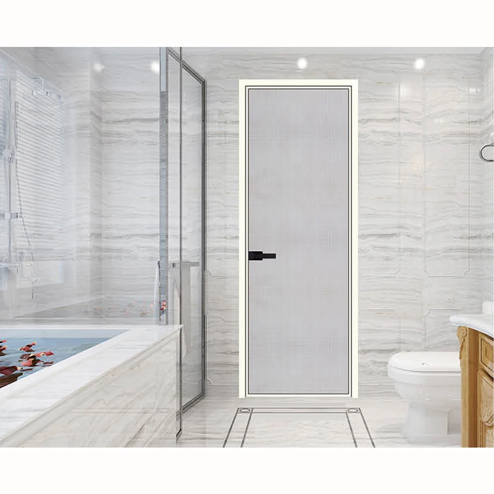 White Frame Bathroom Glass Door