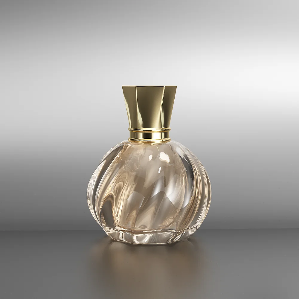 Градиентный цвет пустой роскошный логотип круглой формы стеклянный флакон для духов 50 мл с золотой