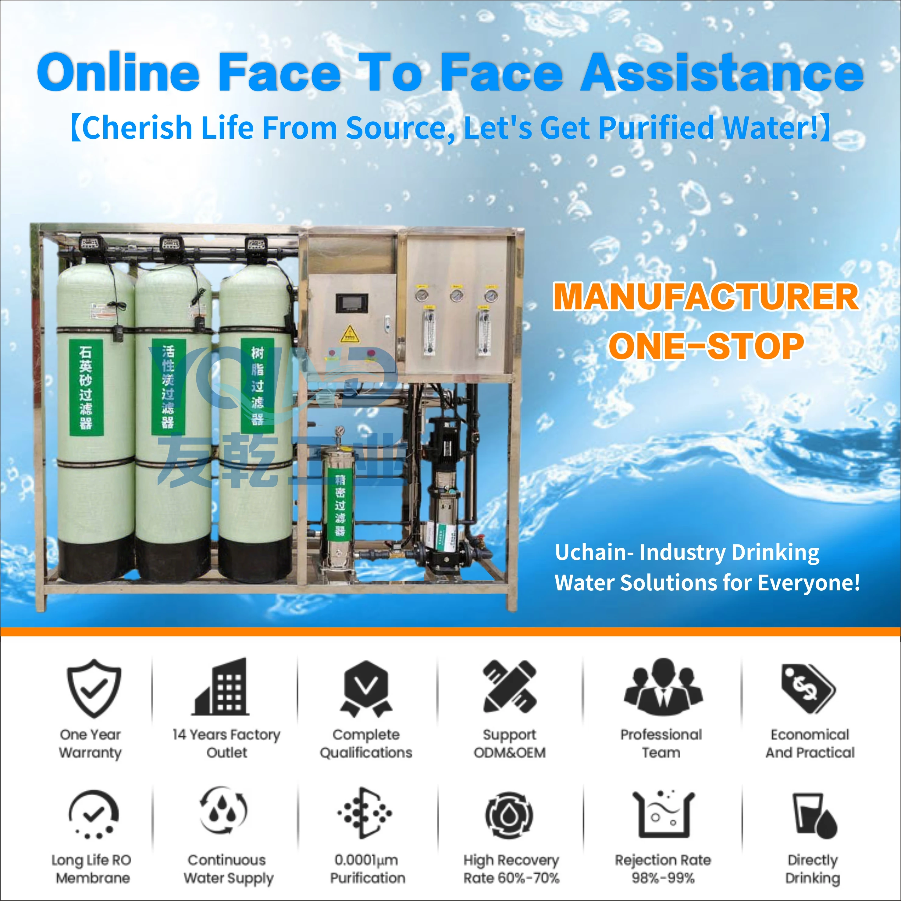 Commercial Reverse Osmosis Water Treatment System RO Membrane PLC Pump ...