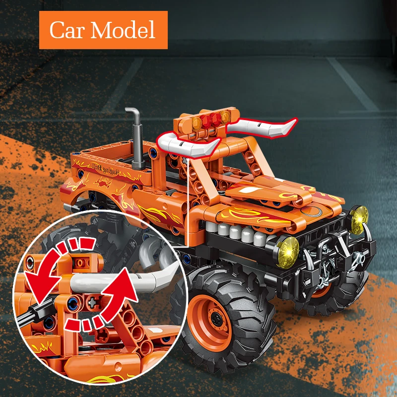 WOMA TOYS 2023 Kids Assembly Technic Sports Car Boy DIY Mechanical Gear Technical Pull Back Car Building Block Brick Gift Toy