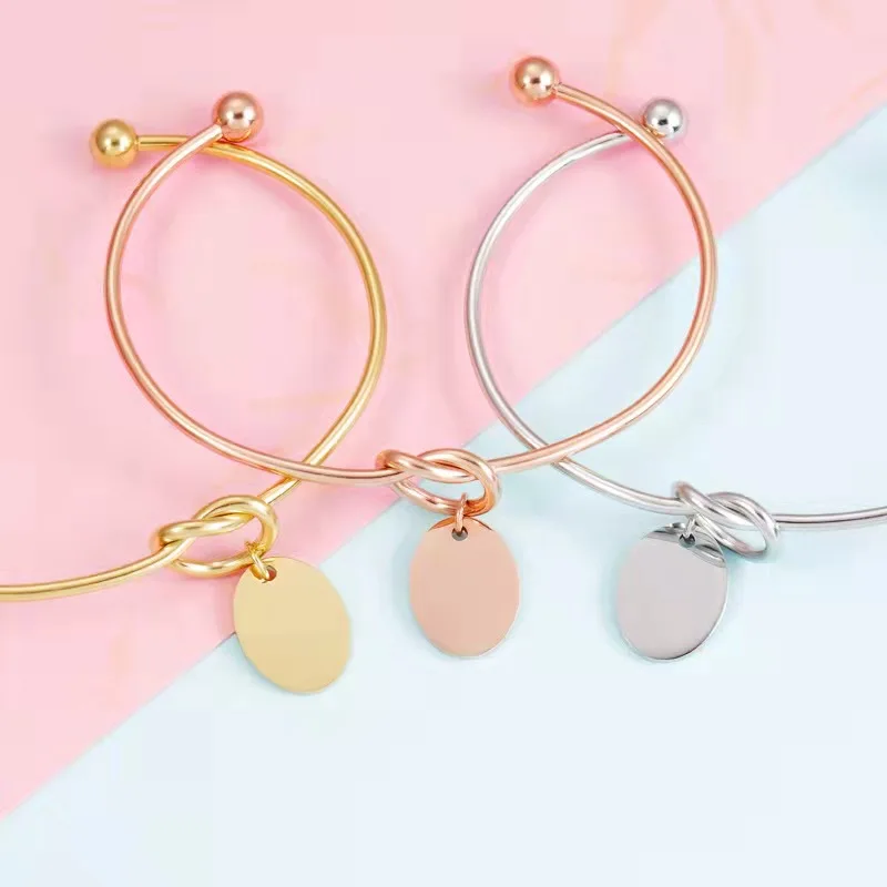 YWLY High Quality Stainless Steel Fashion Jewelry Famous Brands Heart Knot  Pendant Cuff Bracelet Cuff Ban 2022 NEW