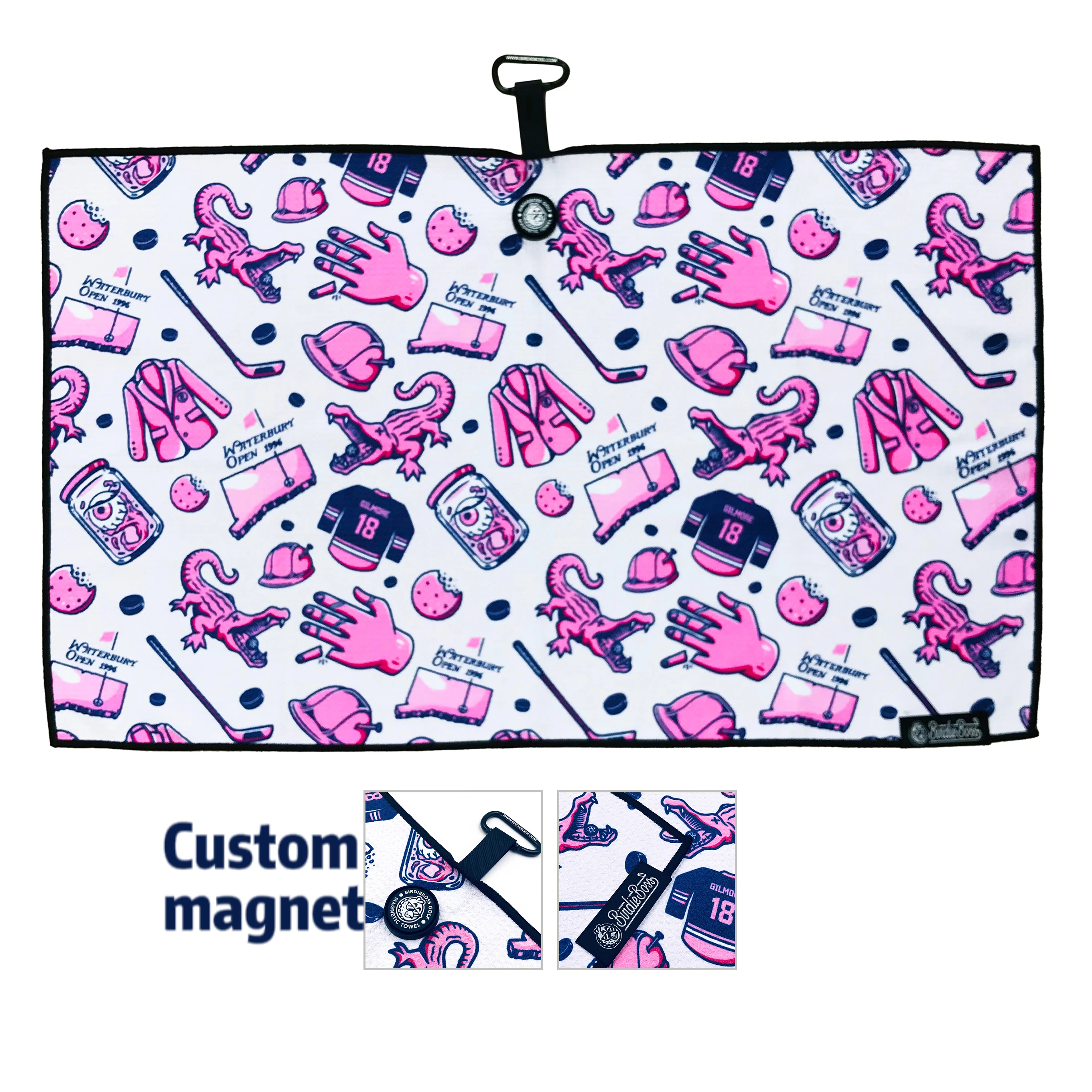 Hot Selling Small Rectangle Custom Waffle Magnetic Microfiber Golf Towel with Magnet