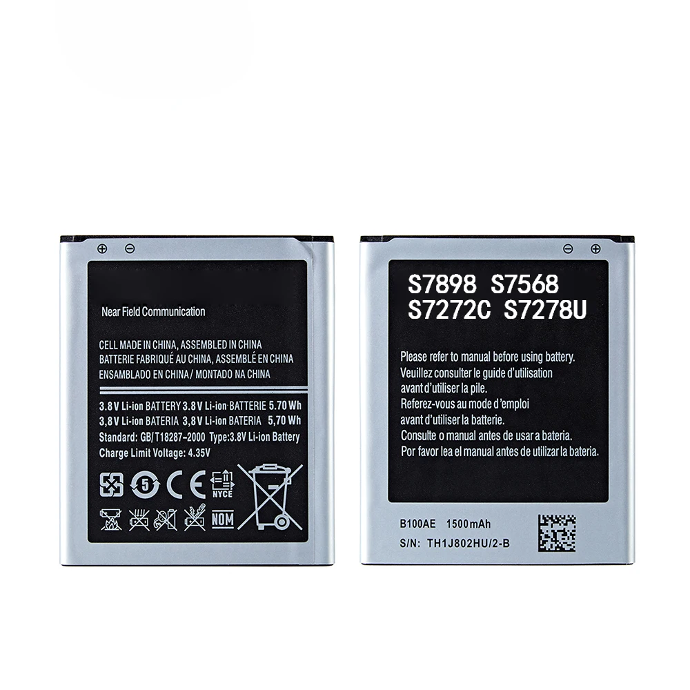 Original Battery for Samsung Galaxy Ace Ace S7568i S7278 I679 S7270  S7262 I699i S7898 S7272 G313H G318h B100AE 1500mAh - Main Image