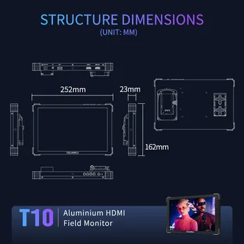 FEELWORLD T10 10.1 Inch Large Screen on Camera Monitor with VESA Mount for Control Room Wall Installation OEM/ODM detail image