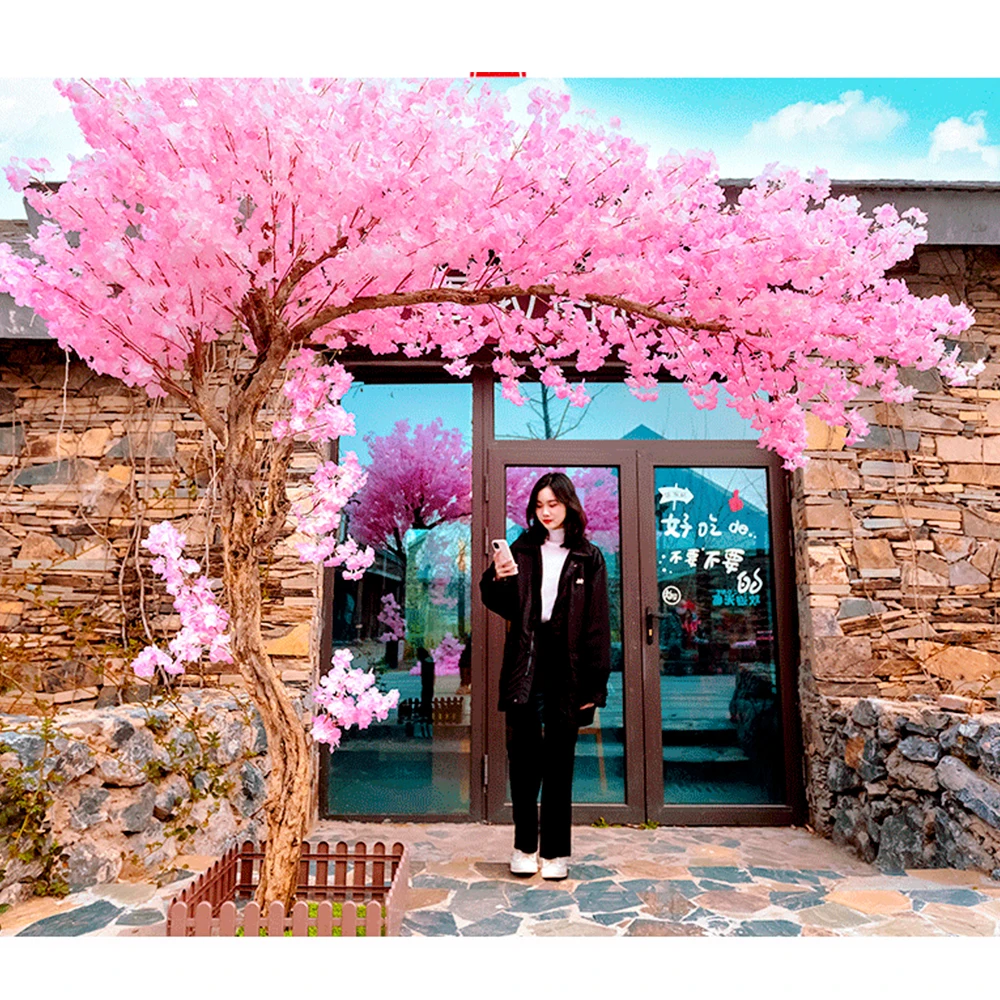 China Makes Large Artificial Cherry Tree Romantic White pink Wedding Decoration Tree Indoor Outdoor Fake Peach Tree