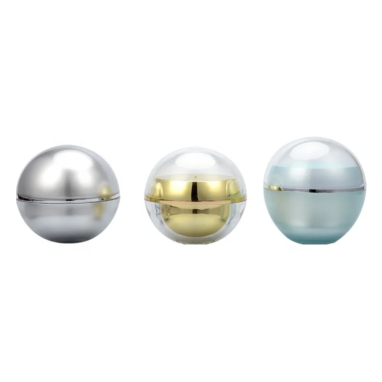 5ml 10ml 15ml 30ml 50ml 100ml Double Wall  Custom Sphere Container Plastic Ball Container White Black Gold Acrylic Cosmetic Jar