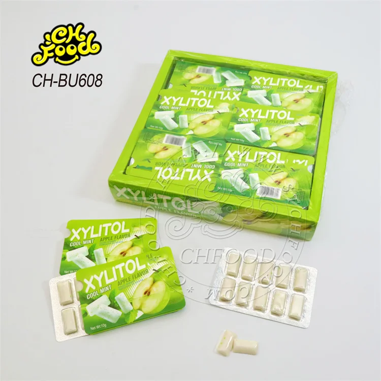Crispy Green apple Mint Flavor Chewing Gum in Box Wholesale and OEM