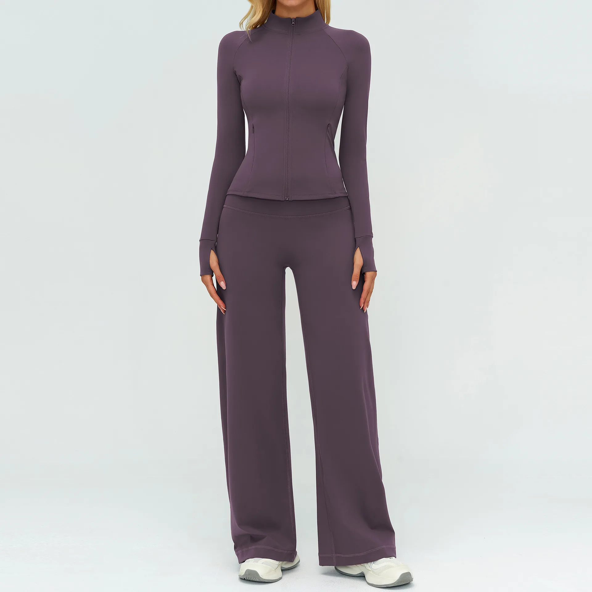 Border Breathable Solid Brushed Yoga Set Loose Casual Fashion Outdoor Sports Long Sleeve preview