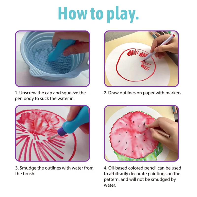 Magic Watercolor Paint Set Kit Non-toxic Children's Play Brush Painting and Drawing Toys for Kids
