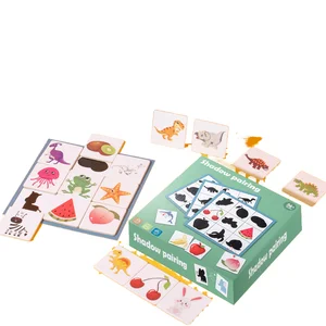 JoRay Children Wooden Educational Toy Animal Fruit Cognitive Shadow Pairing Game Hand Eye Coordination Focus Training 3+ Unisex