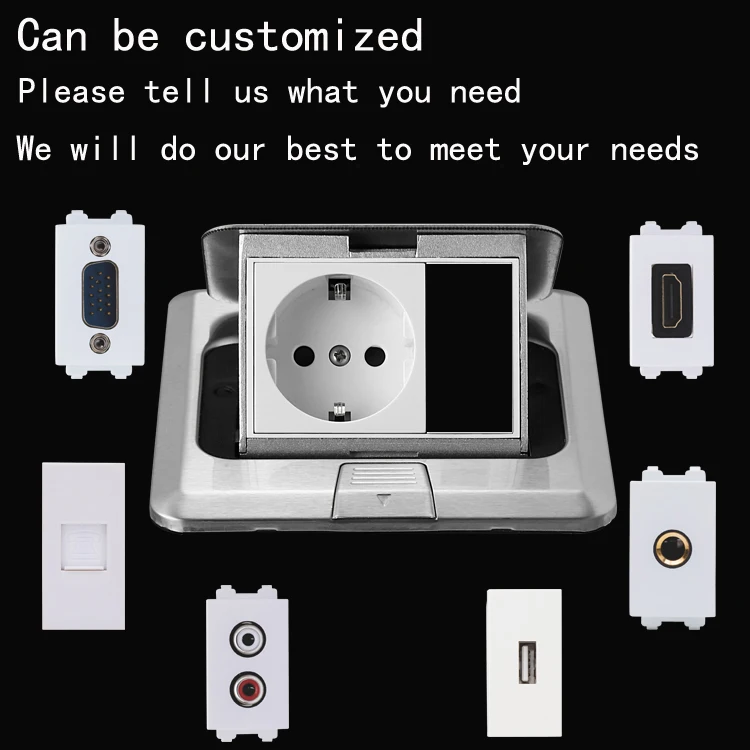 Electrical Power Floor Socket network socket information box  UK standard stainless steel Pop-up Floor Ground Outlet Socket