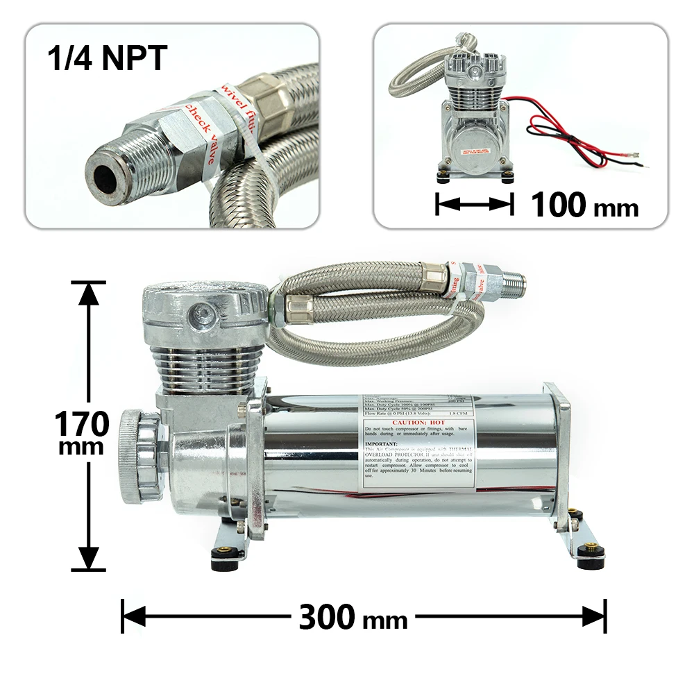 DC 12V 480c MAXPOWER 200 PSI Air Suspension Compressor