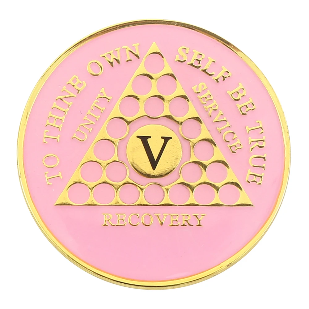 High Quality Bulk Cheap Custom Metal Gold AA Coin 1 Year 5 Year Recovery Sobriety Souvenir Coin