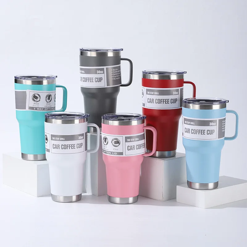 amazon thermos coffee mug Stainless Steel Double Wall Insulated Coffee Mug with Lid and Handle main image 0
