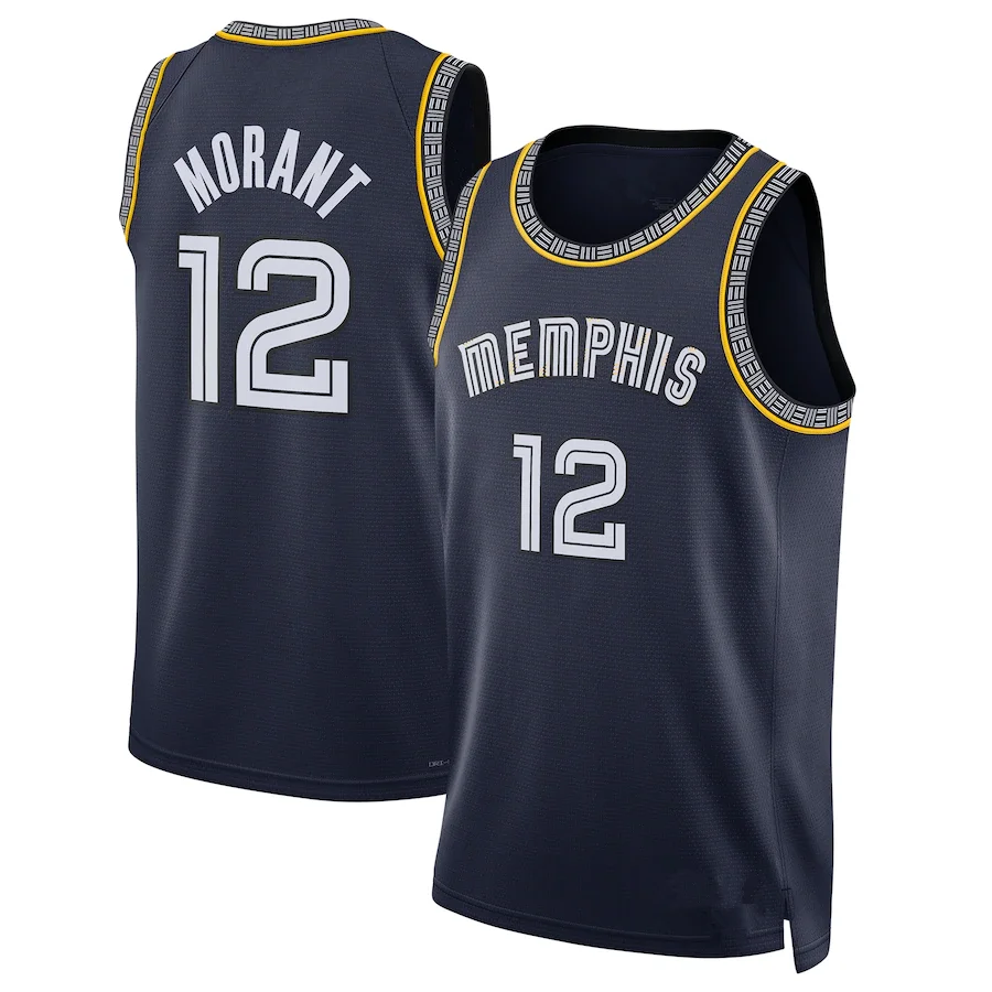 FILWS Basketball Jersey Memphis Grizzlies Basketball Shorts # 12 Yes  Morant, Vintage Jersey Comfort Fabric (S-2XL)