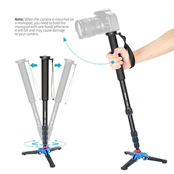 Neewer Extendable Camera Monopod with Removable Foldable Tripod Support Base Aluminum Alloy for    DSLR Cameras detail image