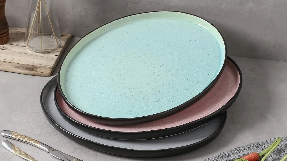 10 Inch Colored Glaze Charge Matte Serving Plater Round Dishes Set Dinner Plates Ceramic