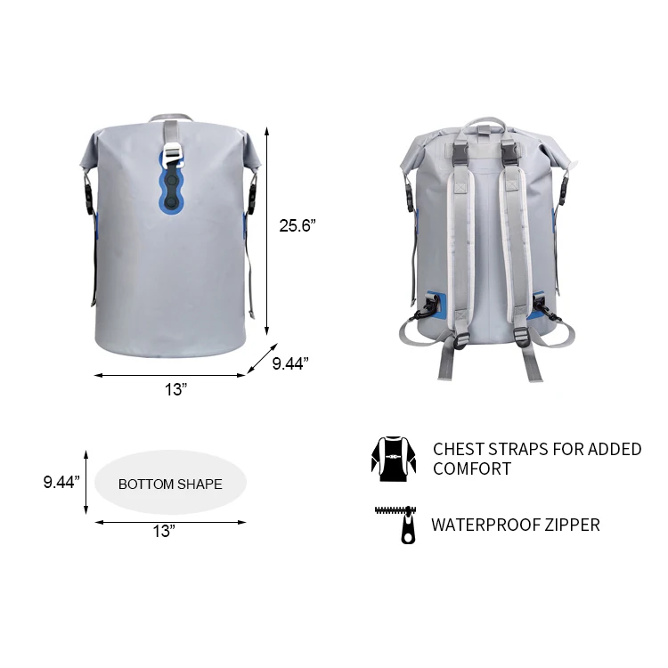 Waterproof 20L dry bag rucksack padded back & straps Made with seamless PVC 