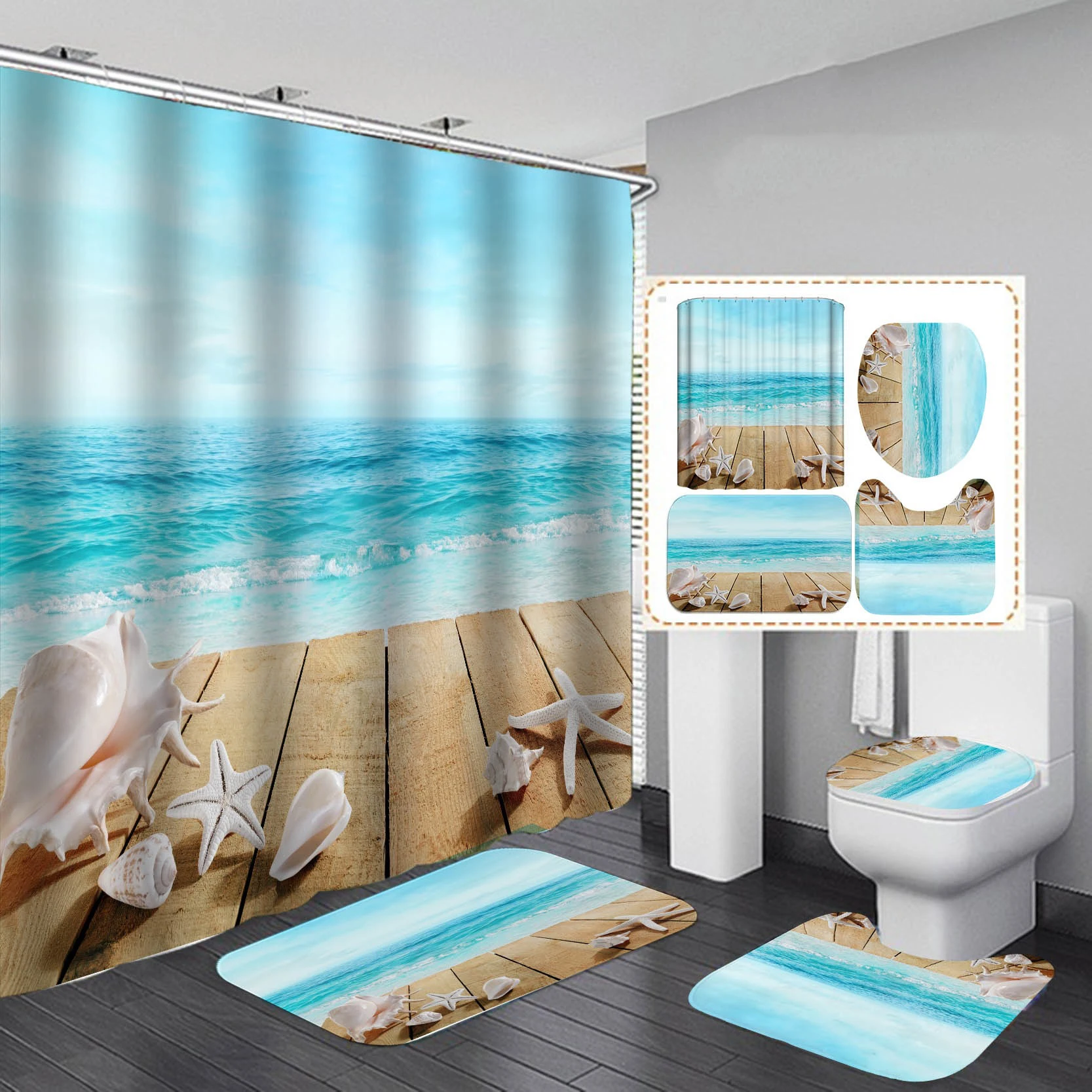 Manufacturers Stocked Cheap Waterproof Shower Curtain Set for Bathroom