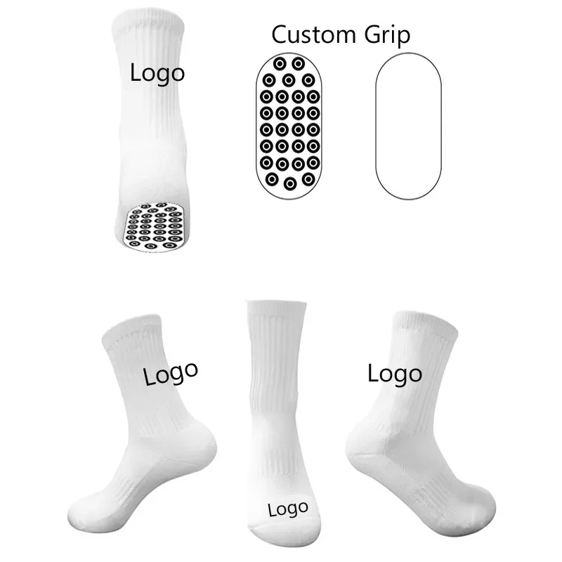Anti Slip Men Compression Football Socks Custom Unisex Grip Crew Soccer