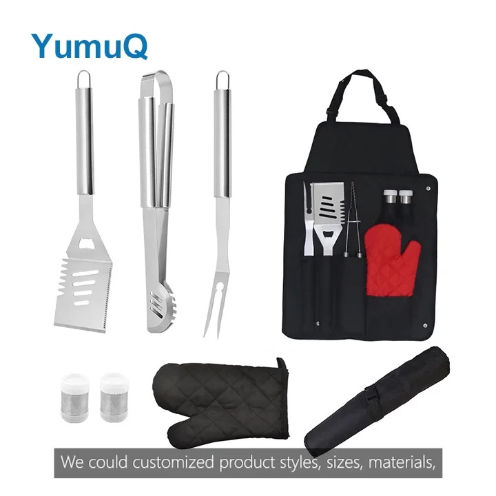 Yumuq 20 Pcs Stainless Steel 410+420 Bbq Multi Tool Set Outdoor Barbecue Grill Accessories