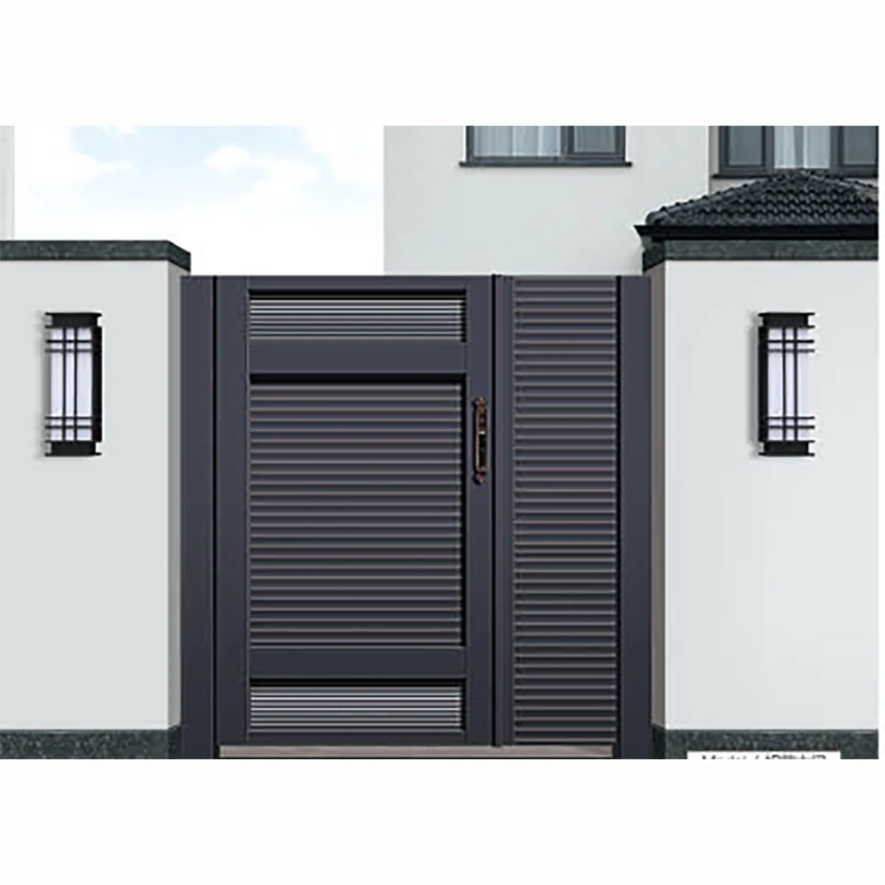 Customized Luxury Villa Security Craftsman Design Security Gate Courtyard Entrance Aluminum Entry Casement Double Big Doors