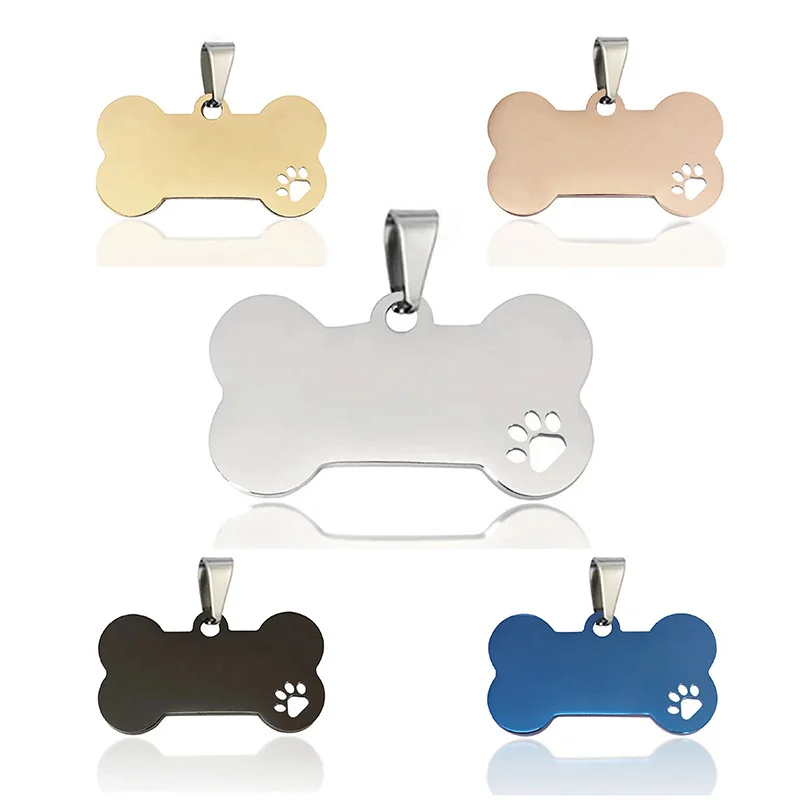 Customized Stainless Steel Metal Pet Tags Personalized Silicone Chains Dog Tags