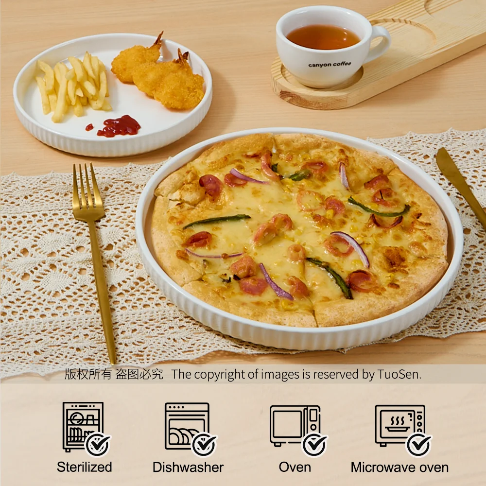 product modern 8 inch 10 inch pizza porcelain glazed plates party tableware hotel restaurant home use dishwasher microwave safe-0
