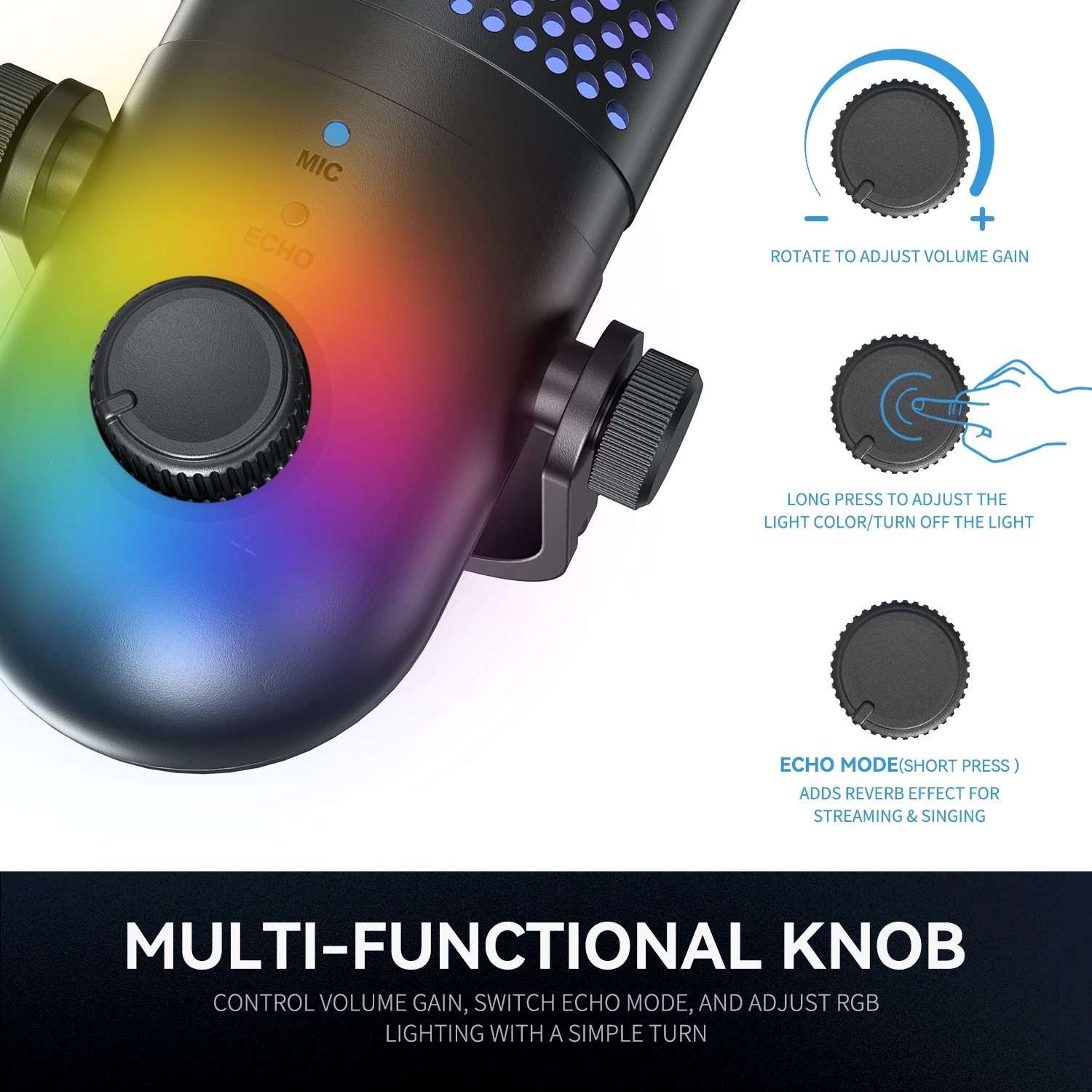 Zimhome ZTD39 RGB USB Condenser Microphone for Streaming, Gaming