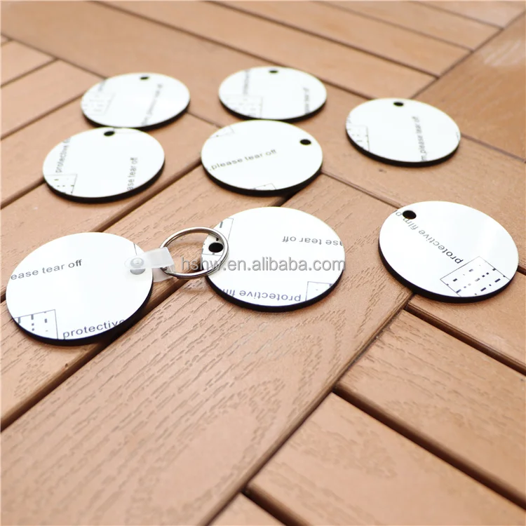 Round Shape Sublimation Blanks Keychain DIY Printing Gift MDF Pendant Blank Key Chain with Key Ring