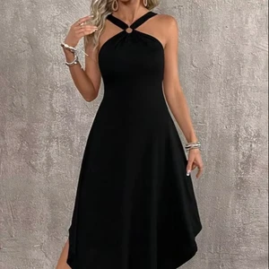 Women's Black Halter Midi Maxi Prom Dress Ladies Casual  Summer  OEM ODM Services  Fancy Western Style Dresses