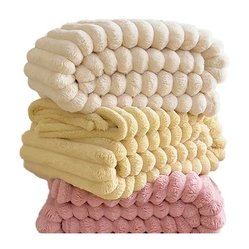Factory Supplied Rabbit Fur Velvet Square Multifunctional Blanket Woolen Woven Technique Product