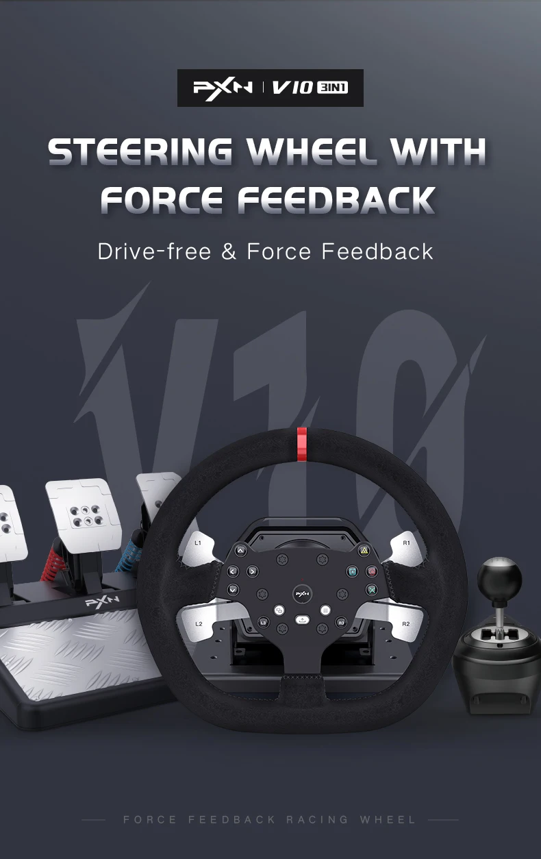 その他 Pxn v10 set steering wheel Gaming Steering Wheel PXN PXN-V10 PXN-V10 V2 | AiO.lv