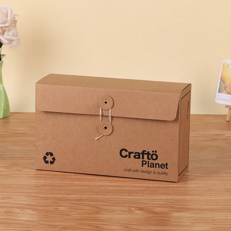 Custom Logo 7*9*3 Kraft Cardboard Mailer Eco Friendly Rope Winding Box Mail Packing Envelop for Phone Case