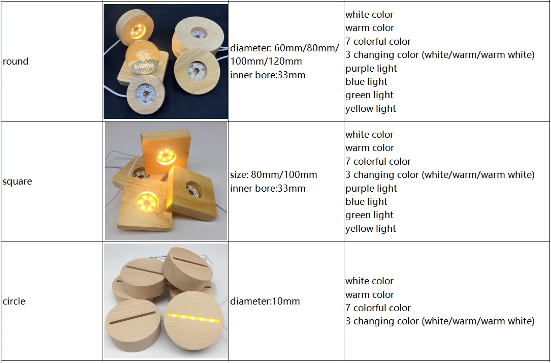 Rectangle Led Light Display Base Wooden Stand Lasers Crystal Glass