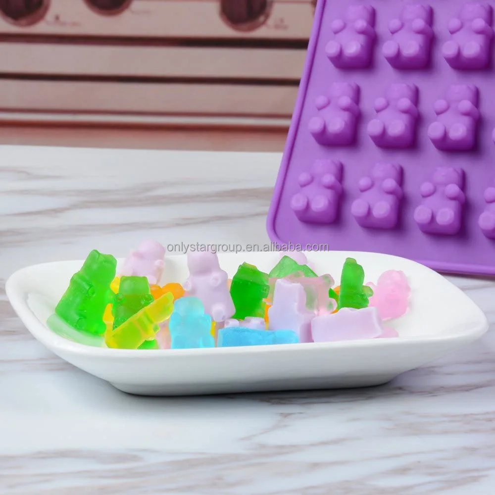 Hot Gummy Bear Candy Molds Food Grade Silicone Chocolate Gummy Molds 50  Cavity 3D Silicone Candy Mold for Kids