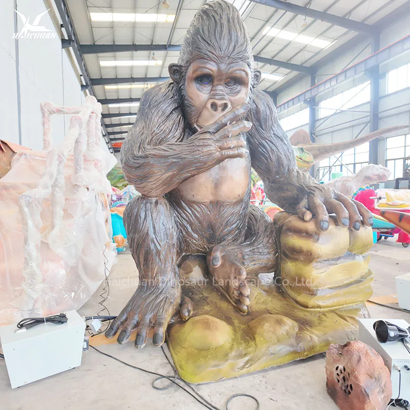 China Manufacturer Life Size Animatronic Animals Gorilla Model for Jungle Zoo Park Decoration Props Realistic Chimpanzee Statue