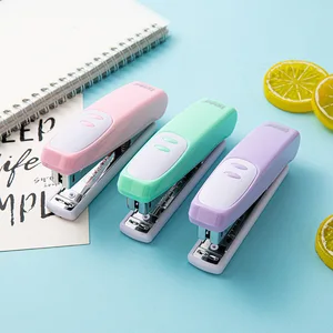 1 Macaron Color Manual Stapler for L2 Size Staple Simple Multi-Purpose for Office or Students Pin Color Random